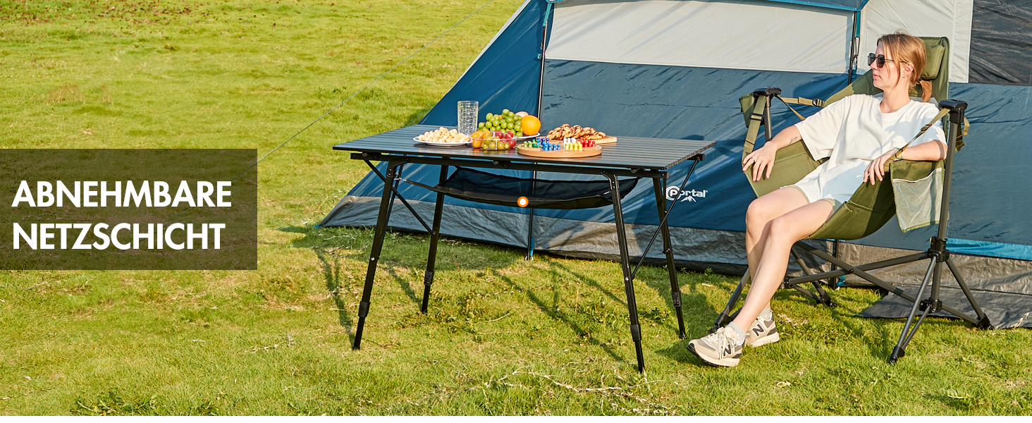 Складаний кемпінговий стіл Portal з регулюванням висоти, алюмінієвий, 120x70 см, чорний