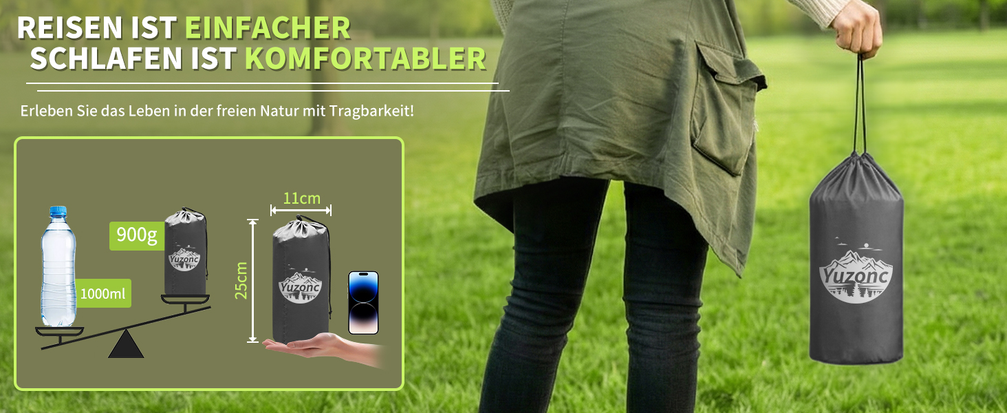 Надувний кемпінговий килимок Yuzonc Isomatte з вбудованим насосом та подушкою, компактний легкий матрац для походу та пляжу (Сірий)