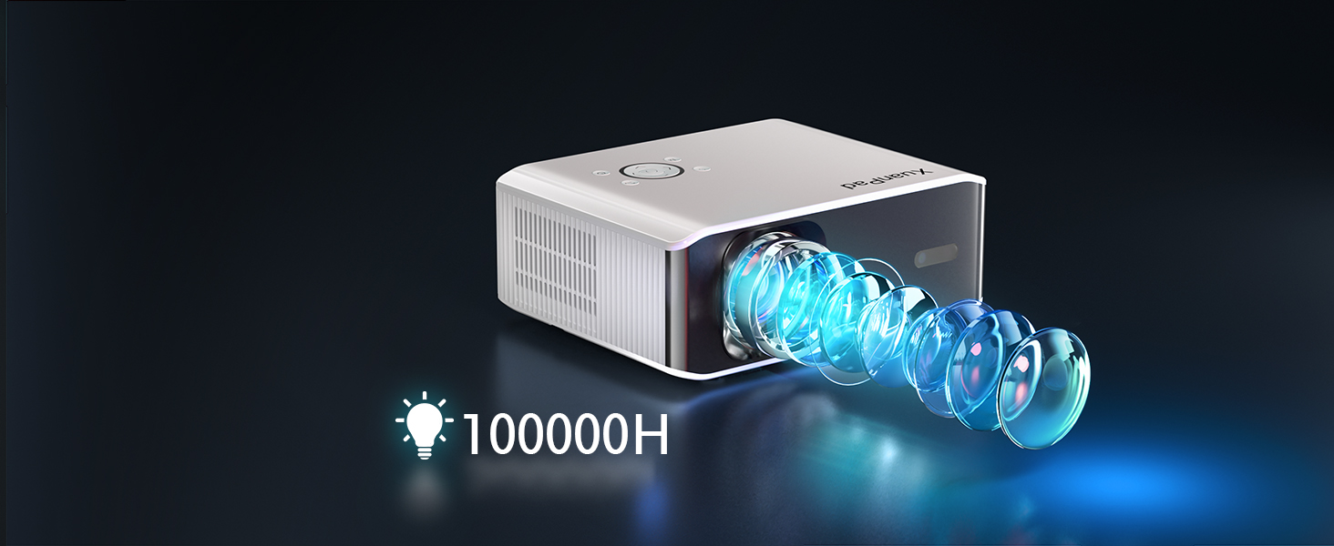 Смарт-проектор XuanPad White 4K підтримка, 1080P Native, 20000 Люмен, WiFi, Bluetooth, портативний міні-бемер з 360° підставкою (Ivory)