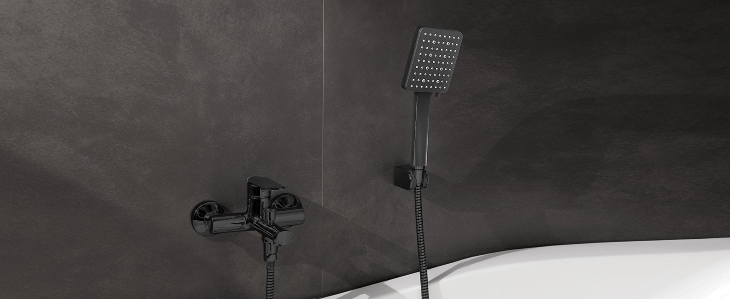 Насадка для душу Newentor: велика дощова лійка, ручна насадка, економна, високий тиск, 6 режимів, чорний колір