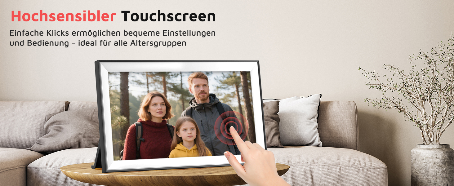 Цифровий фоторамка Hesmor 15.6 дюймів з Wi-Fi, FHD 1920*1080, IPS, сенсорний екран, 32GB, автоповорот, Frameo App