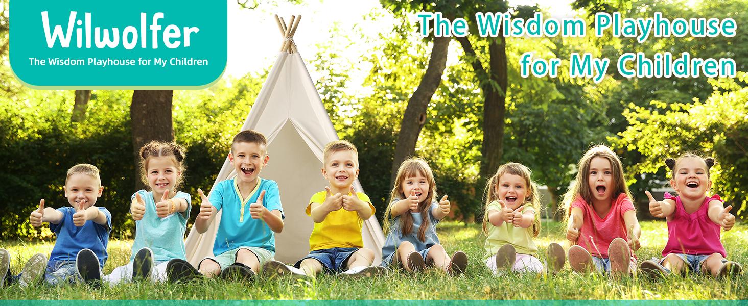 Дитяче намет Wilwolfer Tipi: намет-типі, ігровий будиночок для дітей, сумка для зберігання, полотняний намет для гри в приміщенні та на вулиці