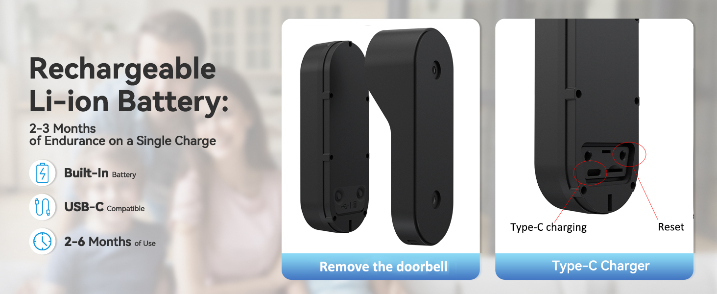 Відеодзвінок з камерою 1080P HD, бездротовий, IP65, водонепроникний, дисплей 4,3 дюйма, двостороння аудіо, нічне бачення, 170° кут огляду, автоматична фото/відео зйомка