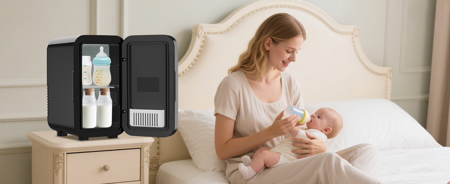 Міні-холодильник Enventor 6л (8 банок), портативний охолоджувач та підігрівач, живлення AC/DC 12V для авто, спальні, косметики та напоїв, чорний