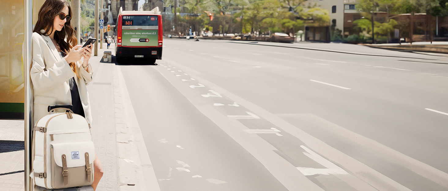 Рюкзак LOVEVOOK для ручної поклажі в літак, жіночий, водонепроникний, універсальний, для ноутбука 17 дюймів, шкільний, для студентів, подорожей, чорний/коричневий, 45x32x15 см