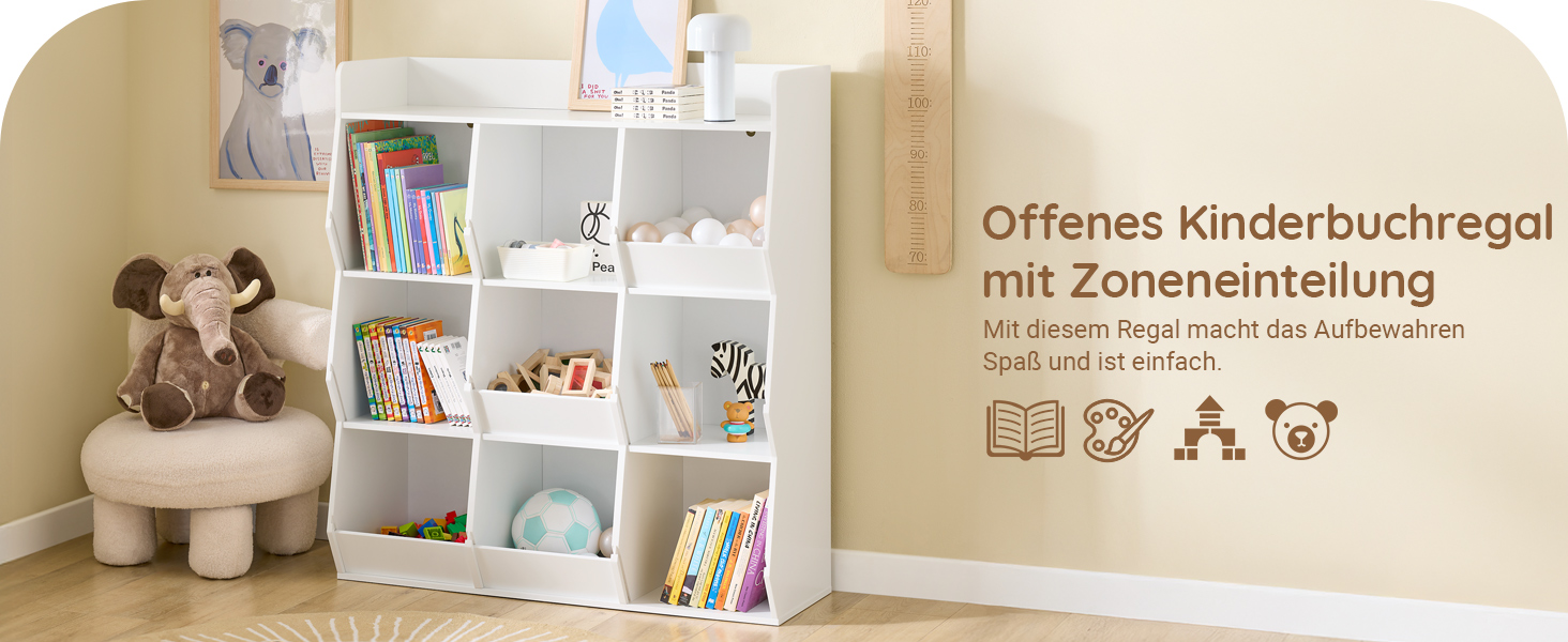 Полиця для дитячих книжок SoBuy Montessori, зелена, 80x104x34 см (KMB55-K-GR)