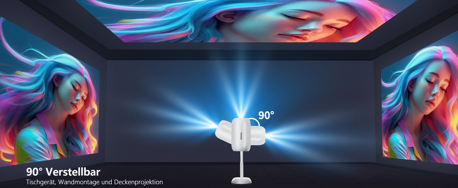 Міні-проектор VGKE з Android TV 13.0, 23000 люмен, Full HD 4K, WiFi6, Bluetooth, автофокус, автоматична корекція трапецеїдальних спотворень, для телефону/зовнішнього використання/ноутбука