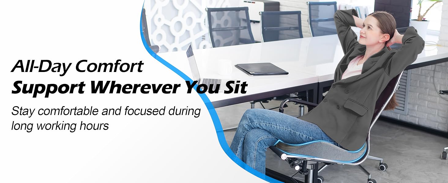 Подушка для офісного крісла Lofty Aim з Memory Foam: ергономічна, для куприка, при болях у спині, для офісу, авто, літака, інвалідного візка - Чорний та світло-сірий