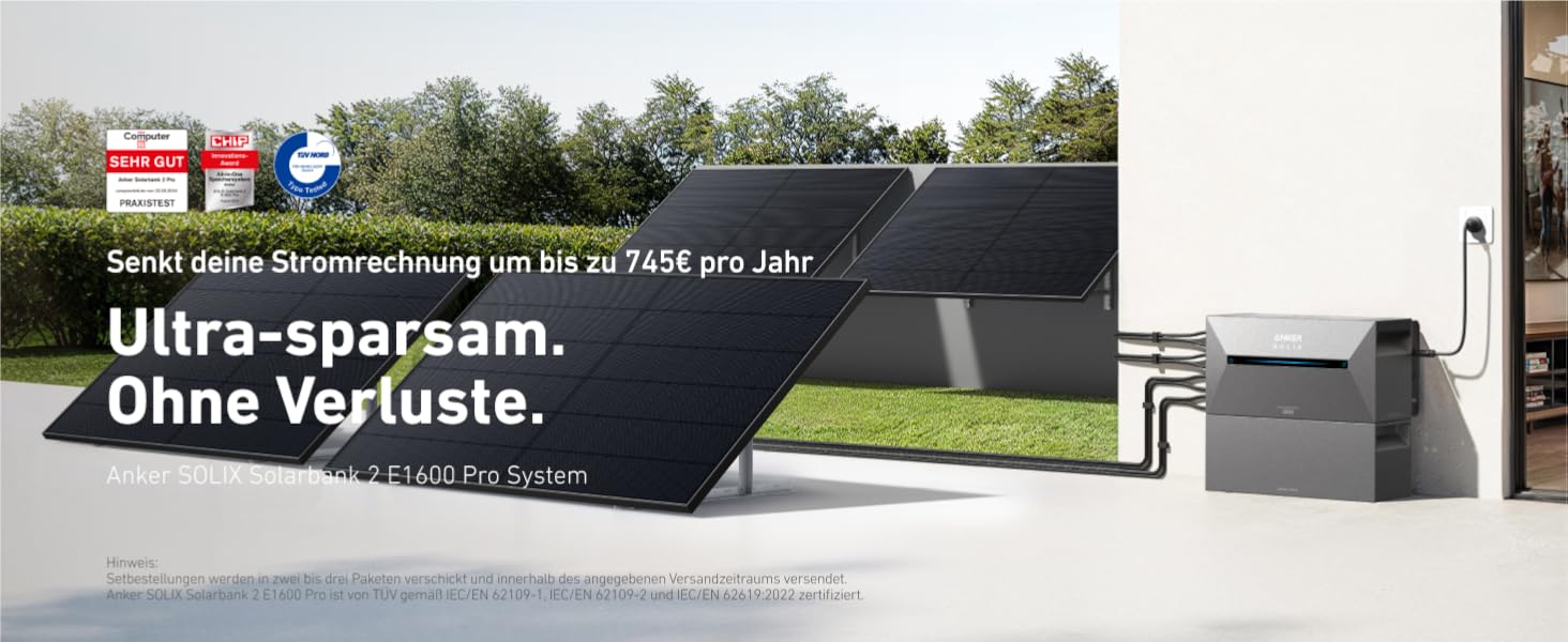 Сонячна електростанція Anker SOLIX для балкону (1780W | 3200Wh) з акумулятором Solarbank 2 E1600 Pro (1600Wh) та розширювальним акумулятором BP1600 (1600Wh), 4 панелі RS40T (445W), підставки, 4 MPPT, 1000W AC, Plug&Play
