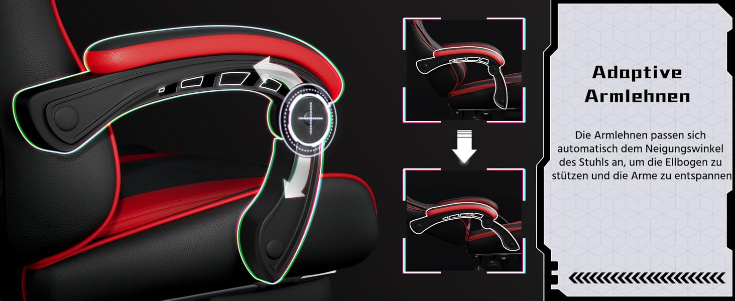Ігровий крісло Yaheetech з масажем, регульована спинка 90-135°, комп'ютерне крісло з підніжкою, білий/червоний