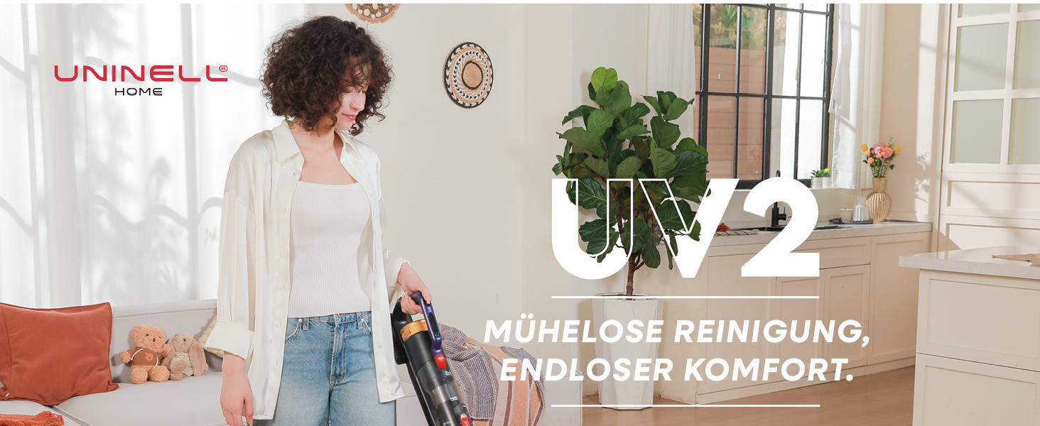 Бездротовий акумуляторний пилосос UNINELL HOME 48000Pa, 550W, 65 хвилин роботи, LED-дисплей, антизаплутувальна щітка, тиха робота, для килимів, твердих підлог та шерсті тварин (фіолетовий)