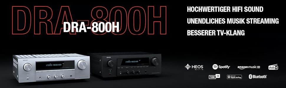 Стереоприймач Denon DRA-800H, Alexa, 5 HDMI, Фоно, Bluetooth, WLAN, DAB, AirPlay 2, HEOS, Срібло