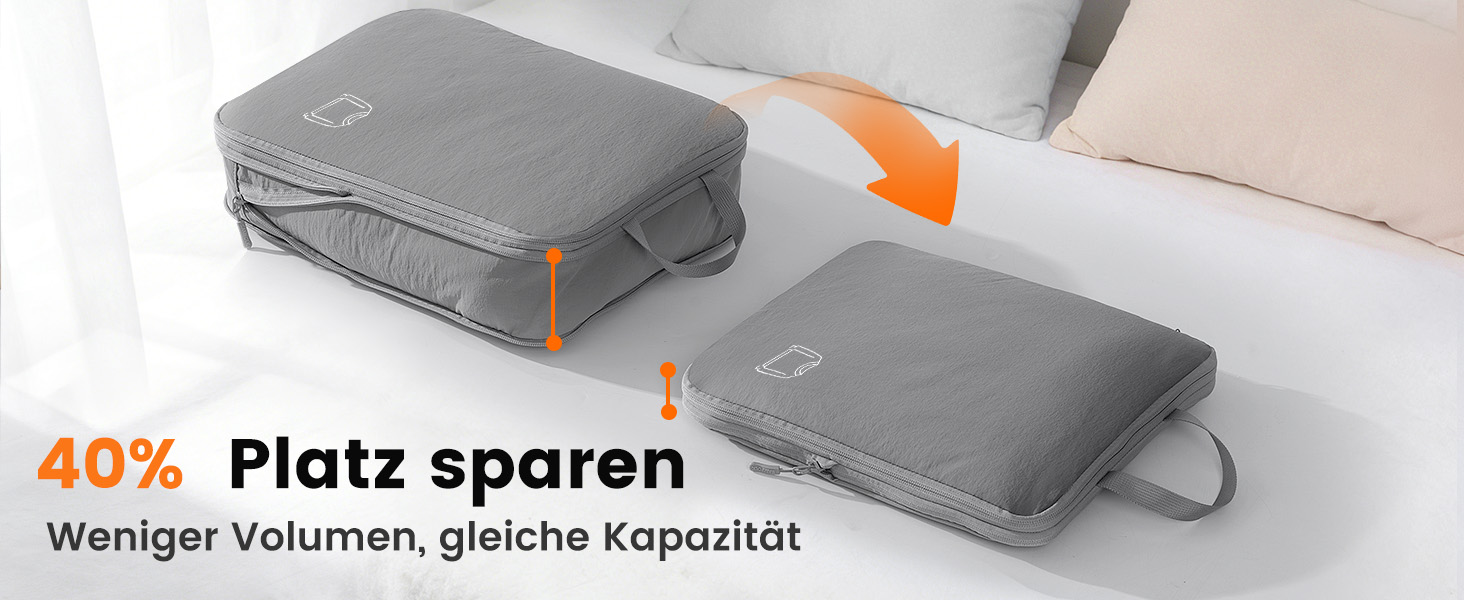 Набір компресійних органайзерів для валізи та рюкзака з нейлону, дорожні сумки-пакувальники для одягу, сірі, 5 предметів