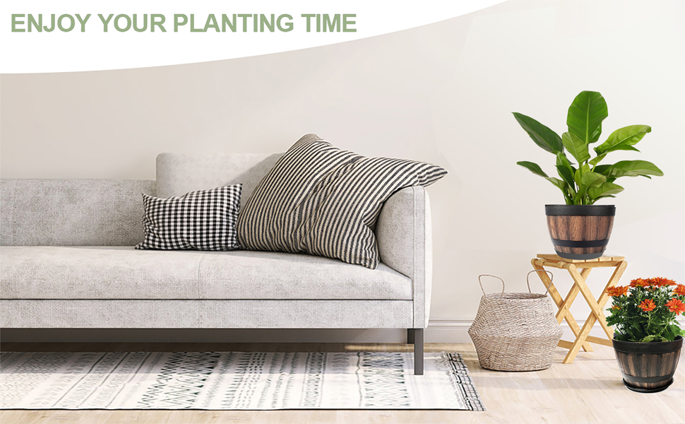 Набір горщиків для квітів Plant Planters: 4 шт., 23 см, пластик, з дренажем, для дому та саду