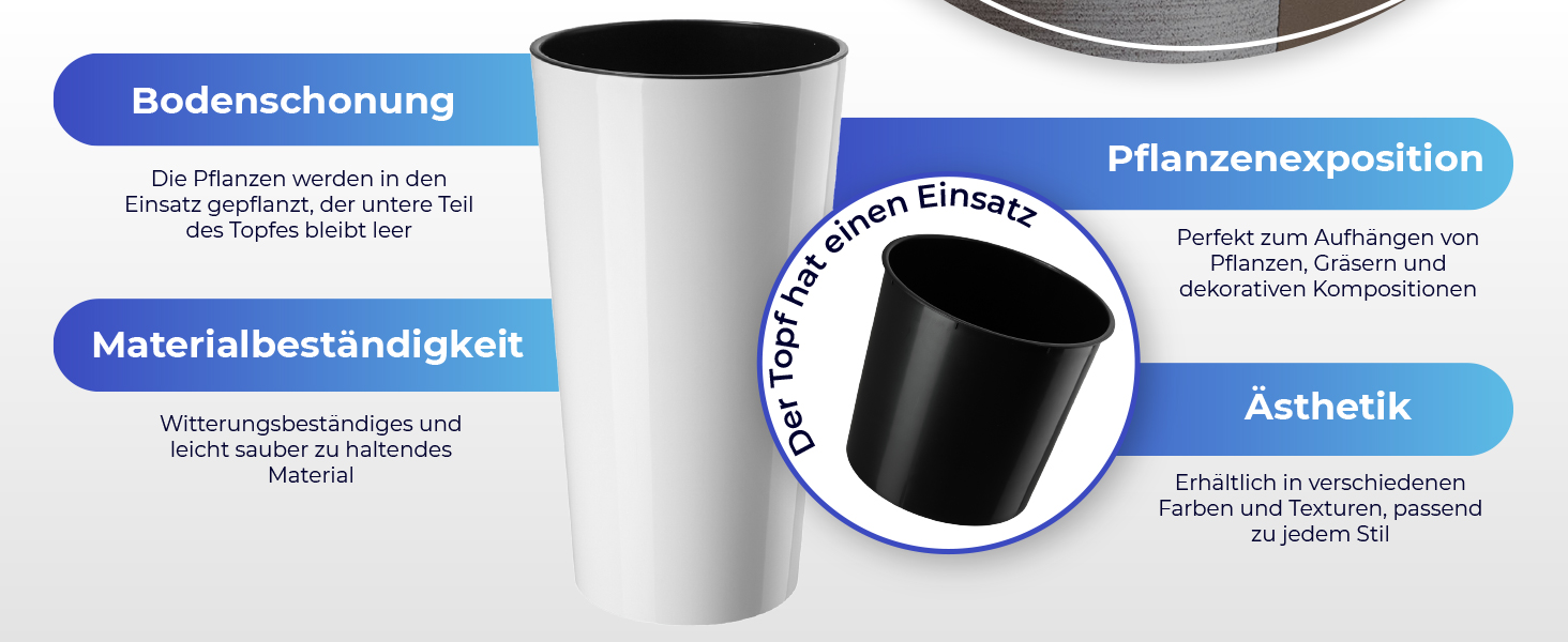 Набір горщиків KADAX (3 шт) з дерев'яною стружкою, білий глянцевий, 19,25/30 см