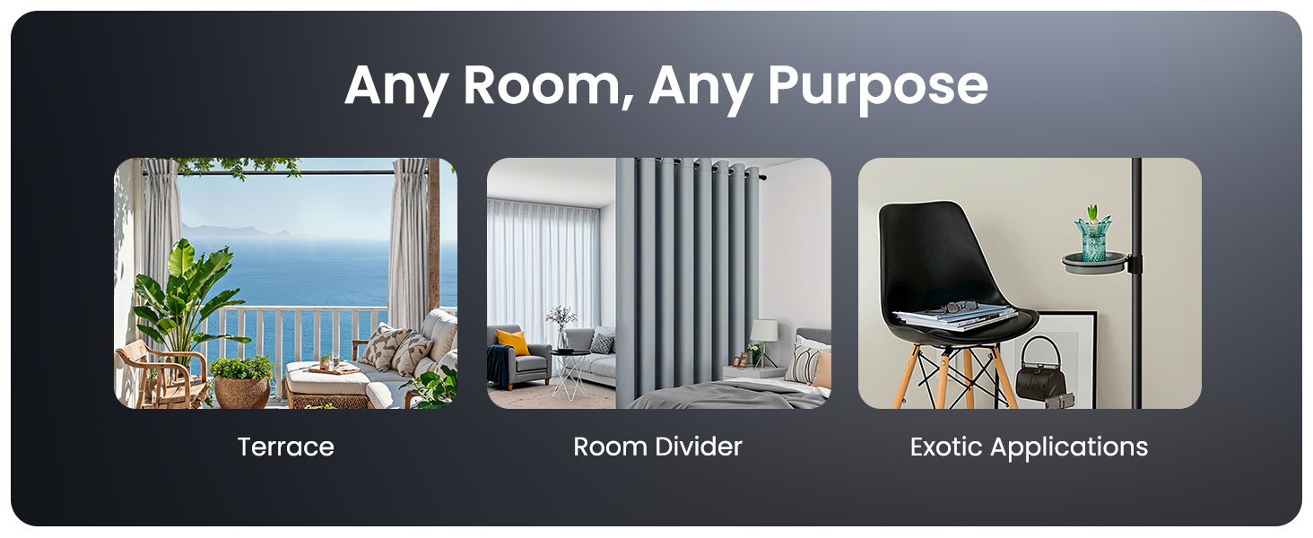 Штанга для душу без свердління 160-210 см, срібна, Ø 25 мм, телескопічна, з кріпленнями - для вікна, душу та перегородки