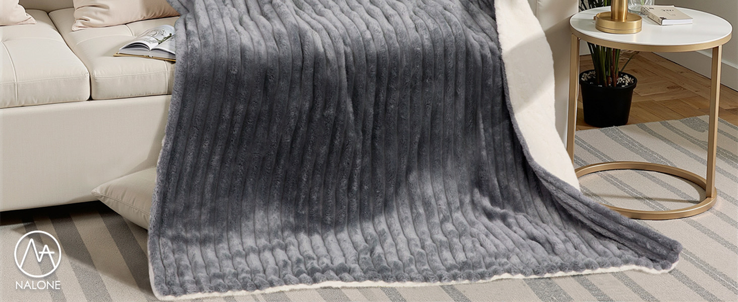 Електрична ковдра Nalone з автовимкненням 160*130 см, 9 температурних режимів, таймер 12 годин, захист від перегріву, пральна машина, фланель, сірий колір