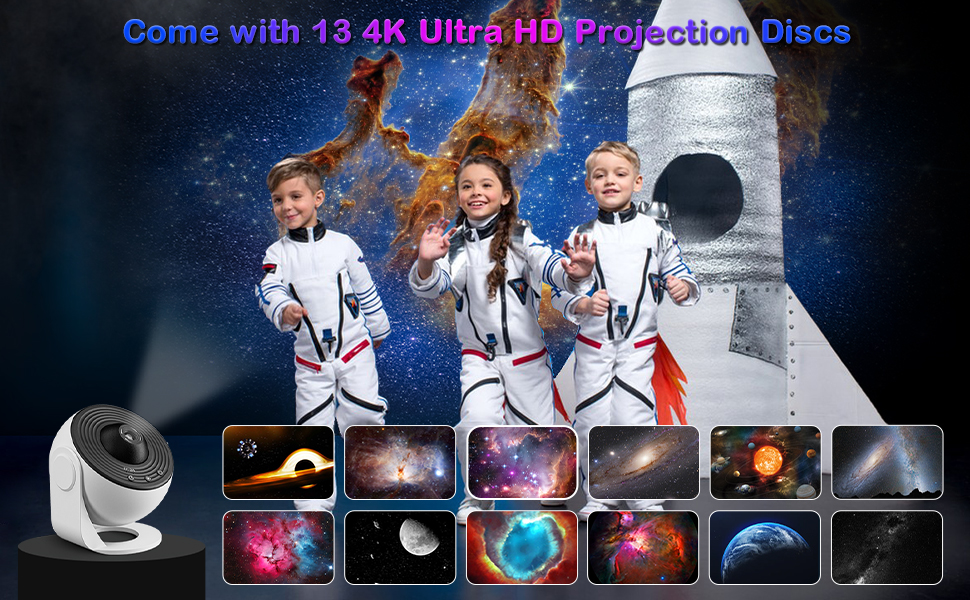 Проєктор зоряного неба Sternenhimmel: Планетарій для дітей та дорослих з 13 дисками, туманність, місяць, галактика - нічник