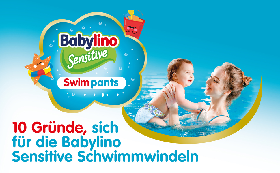 Підгузки для плавання Babylino Sensitive для басейну та моря, розмір 4-5 (9-15 кг), 84 шт.