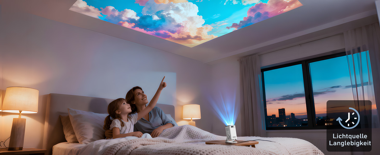 Смарт-проектор XuanPad White 4K Support, 20000 Люмен, Native 1080P, WiFi, Bluetooth, портативний кінотеатр з підставкою 360°