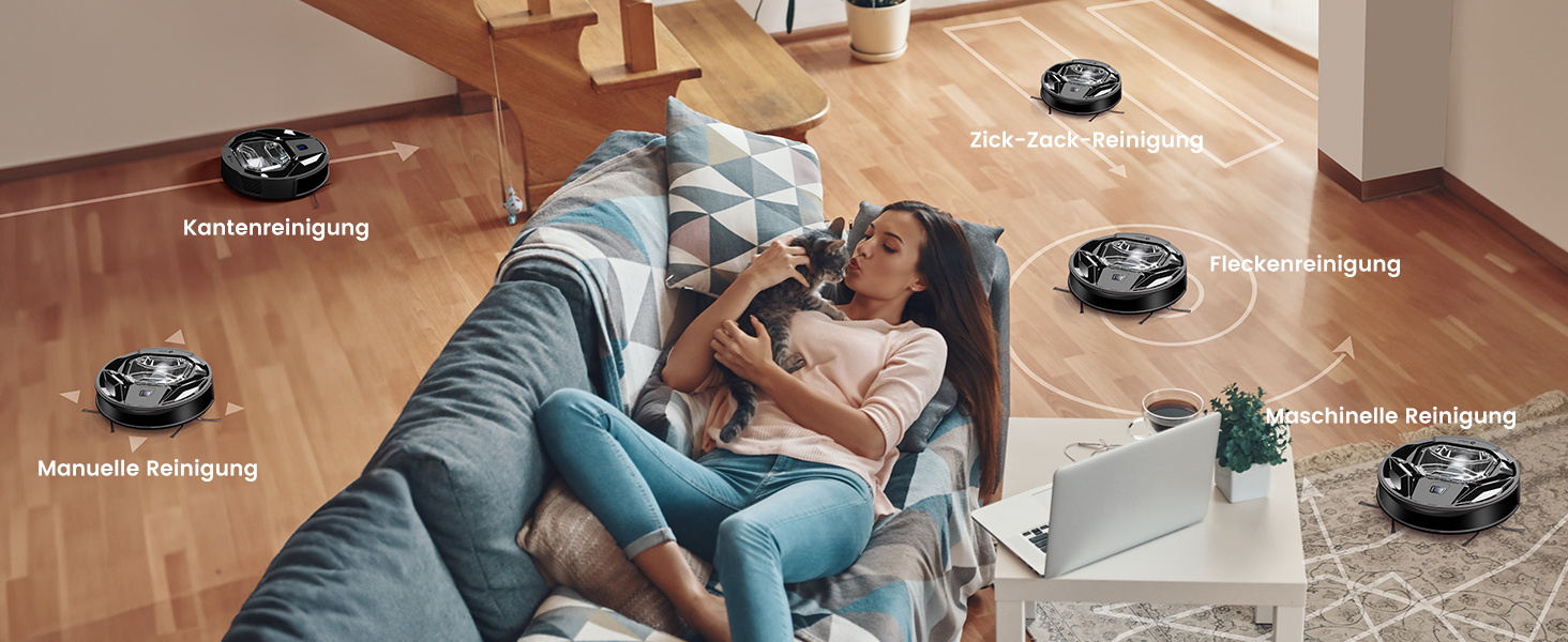 Робот-пилосос LEFANT M320 з вологою, 6000Pa, ущільнення, App/Alexa, чорний