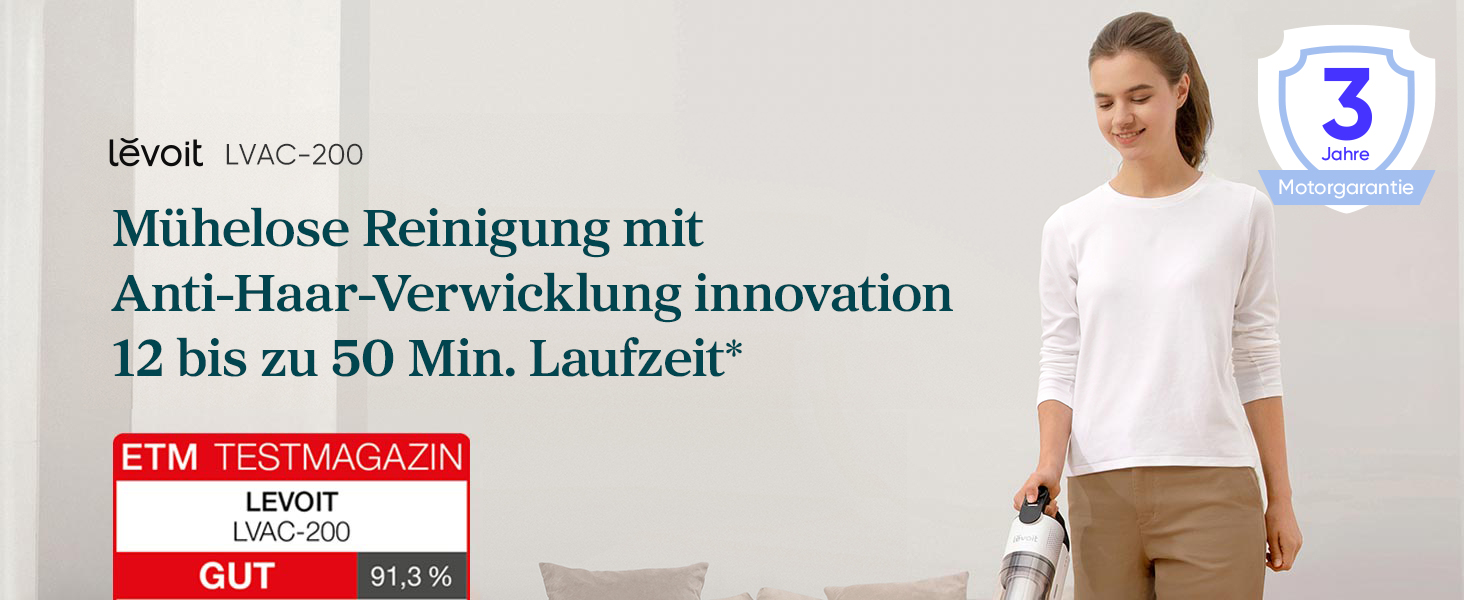 Бездротовий пилосос Levoit LVAC-200: 4-в-1, для дому та авто, фільтрація 99,9%, для тварин, килимів, твердих поверхонь