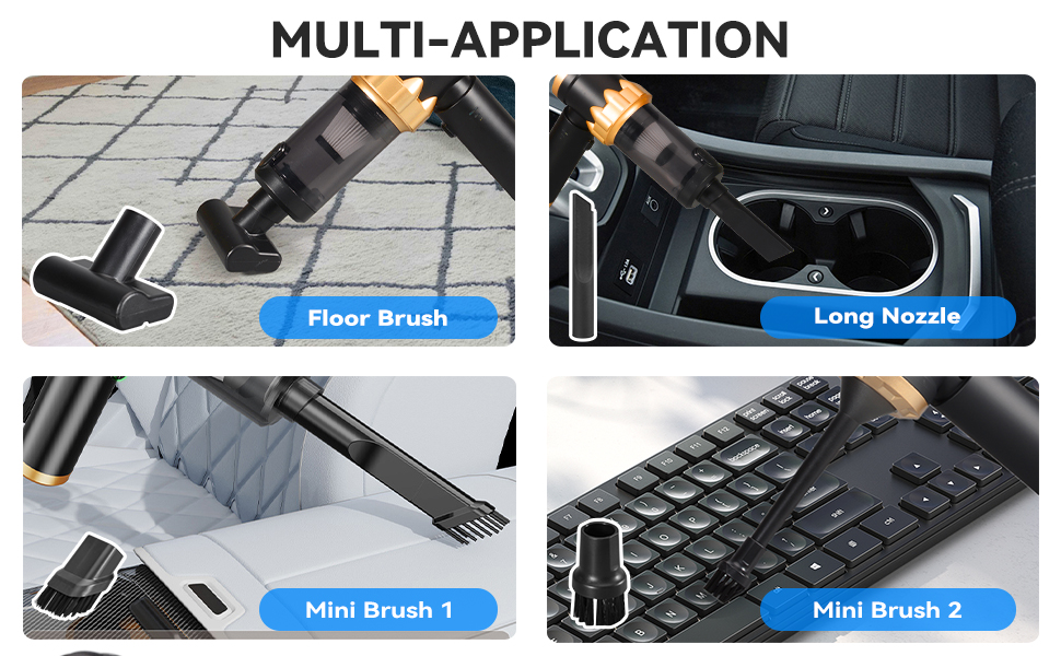 Акумуляторний ручний пилосос Handstaubsauger 26000Па, бездротовий автомобільний міні-пилосос 4-в-1 з безщітковим двигуном, 3 режими потужності для дому, авто та шерсті тварин, чорний