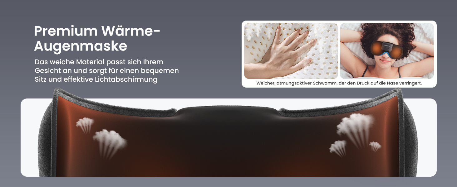 Масажер для очей RENPHO Eyeris 1 з підігрівом, вібрацією та Bluetooth, акумуляторний, для сухих очей, чорний