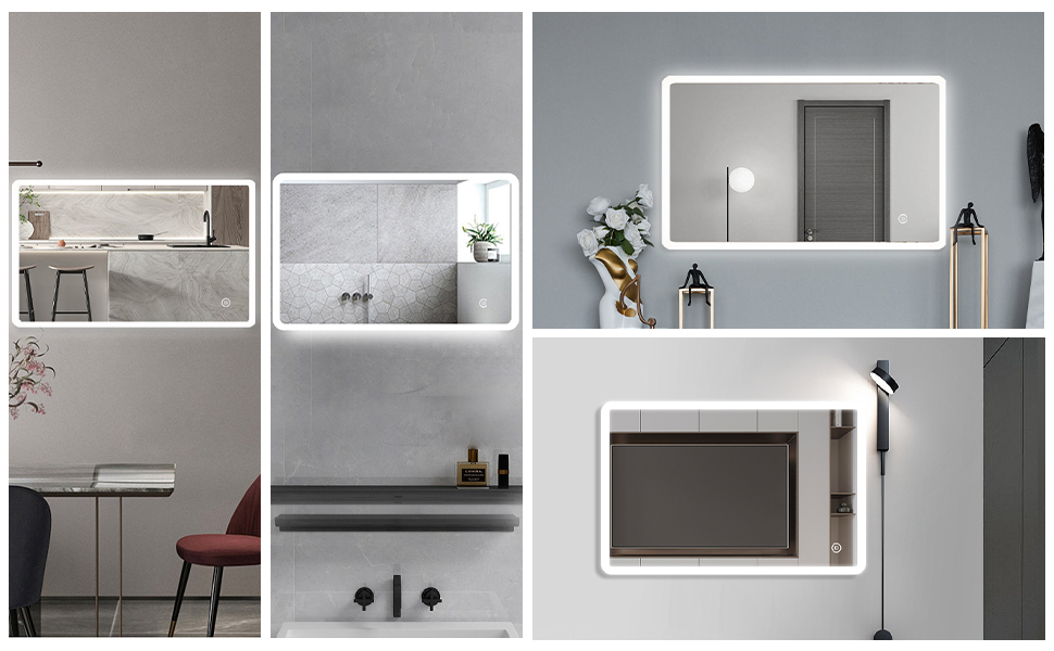 Дзеркало для ванної кімнати з LED-підсвічуванням BD-Baode 40x60 см, 3 режими світла, сенсорне керування