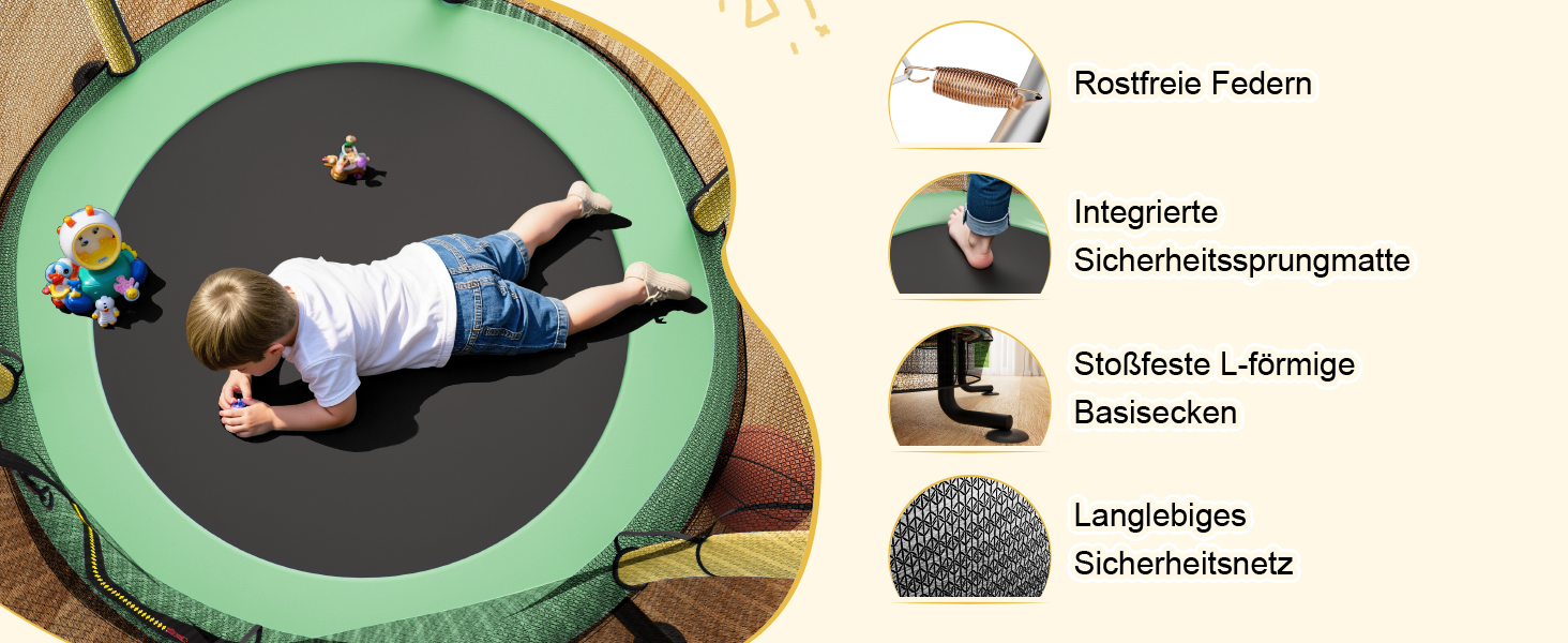 Батут дитячий JUMMICO з захисною сіткою Ø145 см, до 50 кг, для дітей від 3 років, жовтий