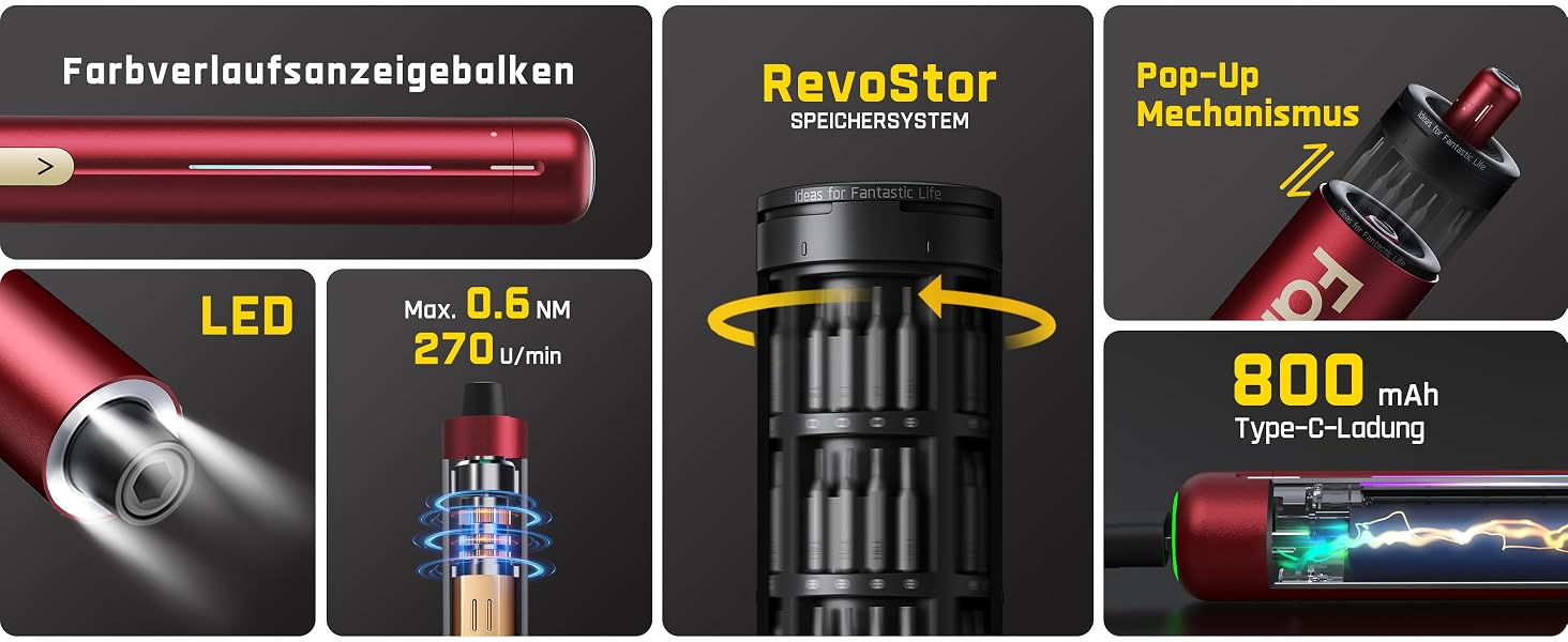 Набір міні-викруток Fanttik E2 Ultra 50-в-1, електричний, 3.7V, 0.6 Нм, для ремонту iPhone, ноутбуків, окулярів, годинників (червоний)