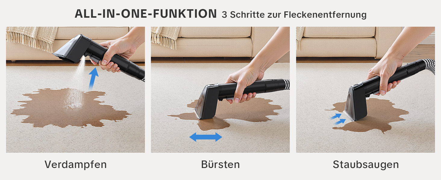 Низькошумовий волого-пилосос 450W для чищення килимів, меблів та авто. Потужність всмоктування 13500Pa, великий бак та довгий кабель. Ідеально для килимів, диванів, меблів, сходин, авто та передпосів. Білий (чорно-білий)