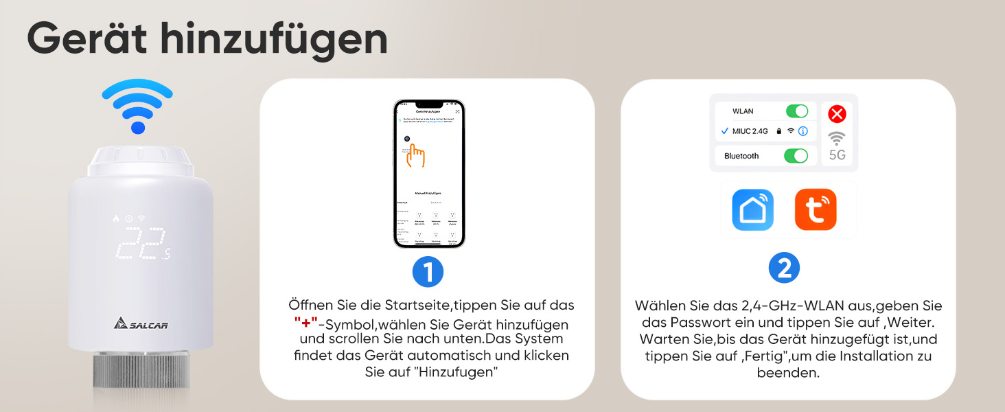 Розумний термостат для радіатора Salcar WiFi TRV603, сумісний з Alexa та Google Assistant, програмований, Tuya Smart, без шлюзу