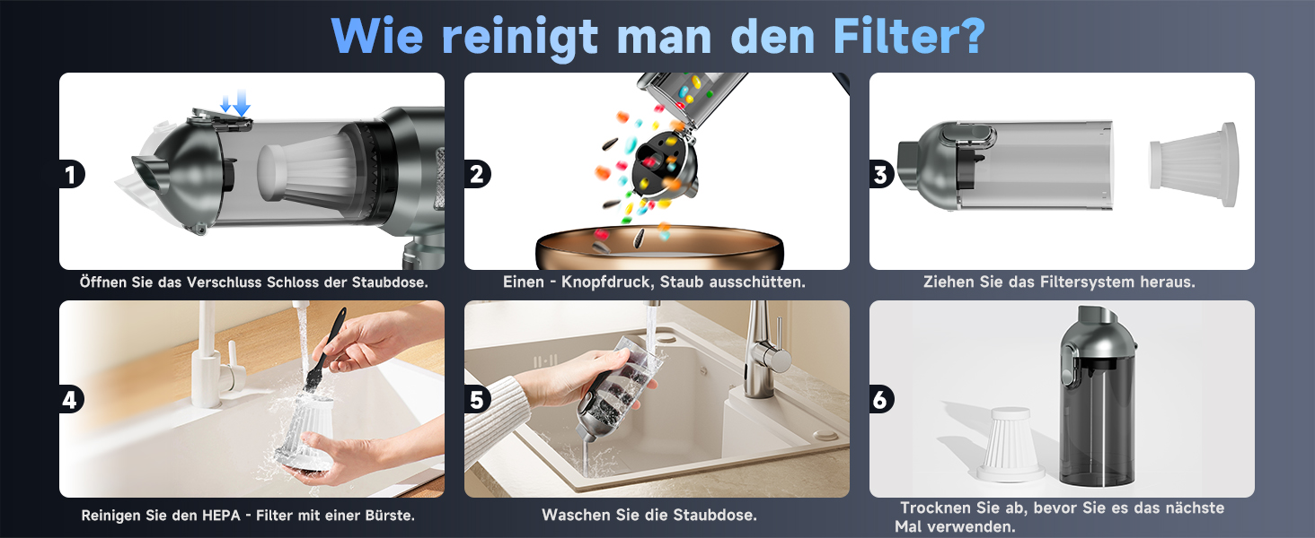 Акумуляторний ручний пилосос 24000Па для авто та дому, бездротовий міні-пилосос з функцією повітряного насоса та обдуву, 6000mAh, сріблясто-фіолетовий