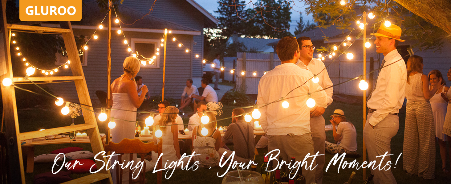 Ланцюжок вогнів GLUROO для вулиці, диммування, 45.7м, водонепроникний, з пульт, 75+2 G40, LED, для саду