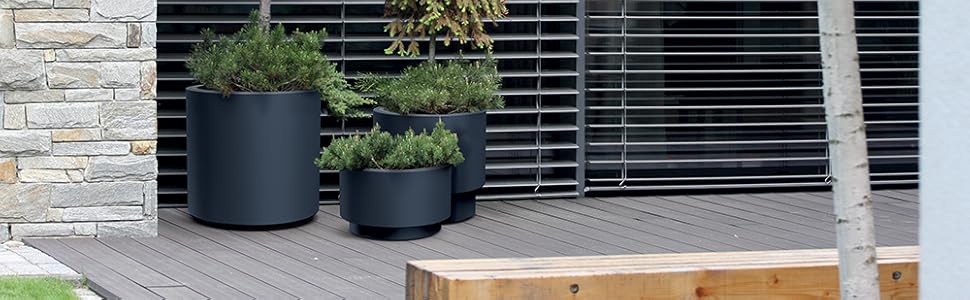 Пластиковий горщик для квітів Tymar з вкладишем, великий (Антрацит DBHER, діаметр 30 см)