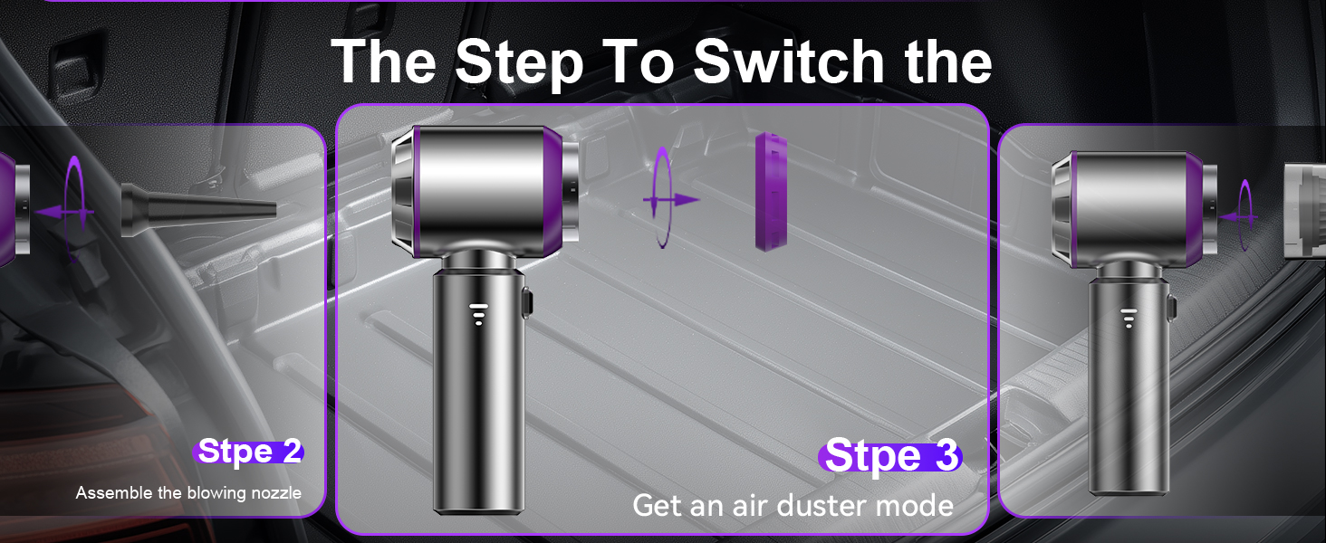 Акумуляторний ручний пилосос KITBEZN для авто та дому, безщітковий двигун, 26000Па, 3 режими потужності, бездротовий, фіолетовий