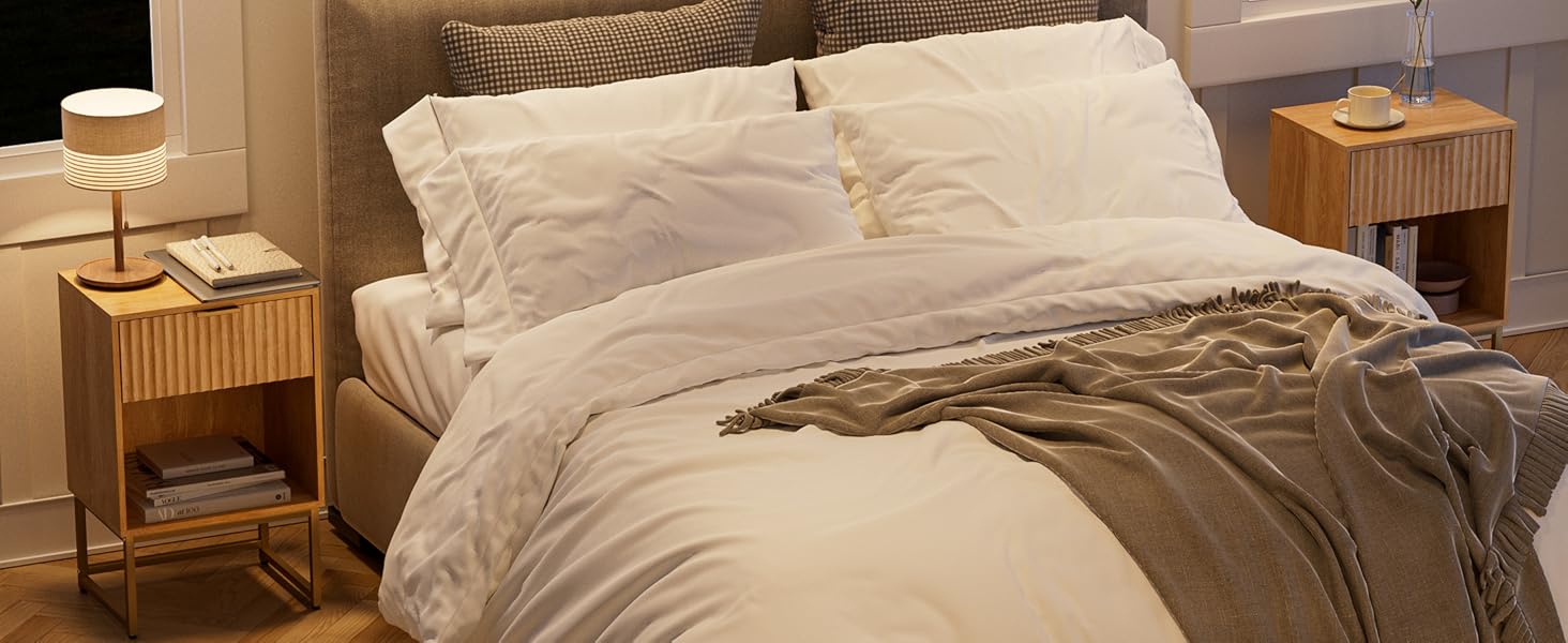 Приліжкові столики з відкритою полицею, журнальний столик для спальні та вітальні (горіх) (40 x 30 x 60 см, фініш з текстурованої дуба)