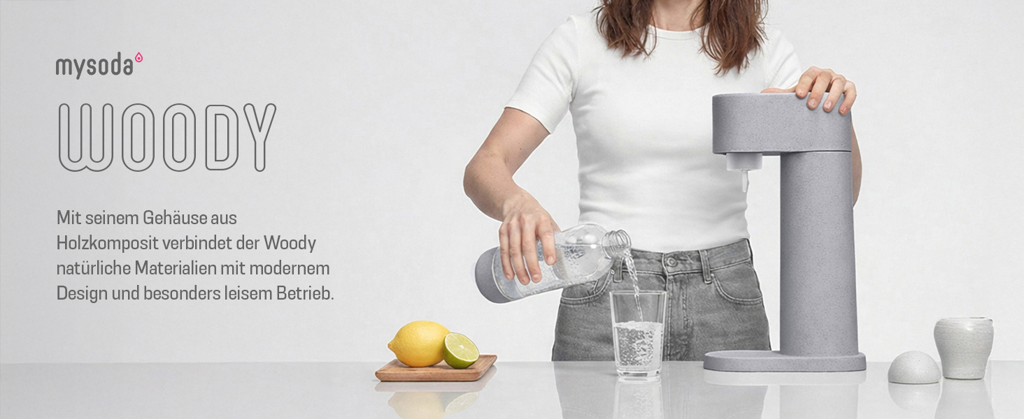 Сифон для газування води Mysoda Woody Wassersprudler (Pigeon), сірий, з CO2-циліндром