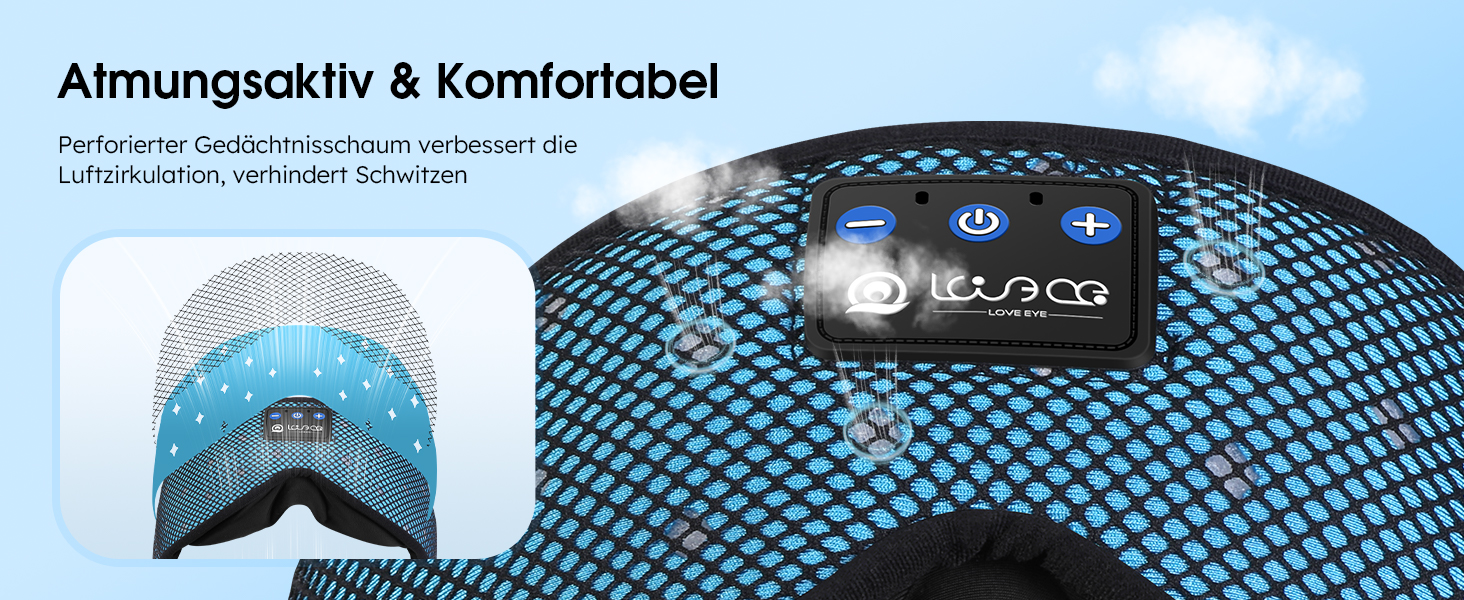 Маска для сну LOVE EYE 3D, для тих, хто спить на боці, чоловіча та жіноча, дихаюча, блокує світло (Блакитна)