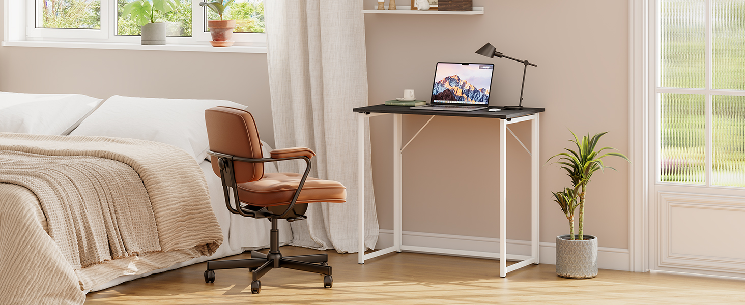Стіл Dripex розкладний для комп'ютера, PC стіл для home office, білий та темний дуб (з монтажем)