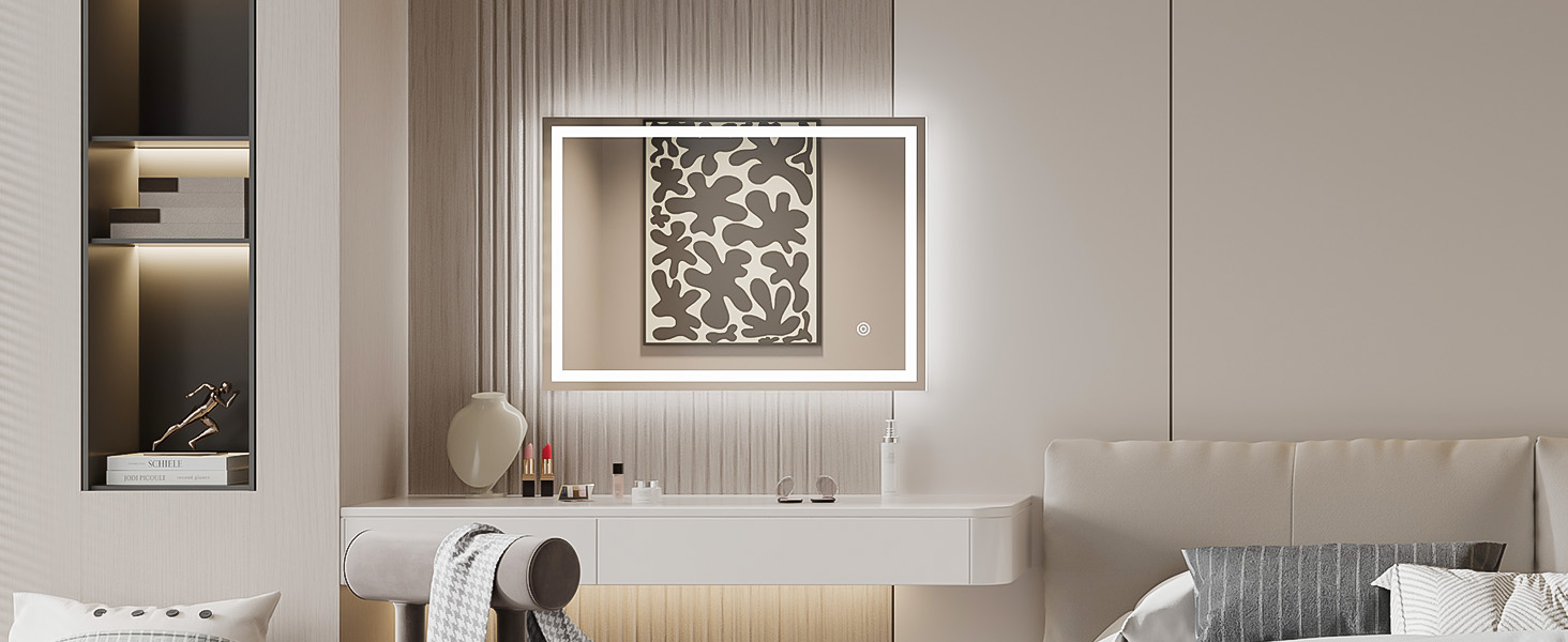 Дзеркало для ванної кімнати Dripex LED з підсвічуванням, сенсорна кнопка, протизапітніння, 6400K, енергозбереження, 50x70 см