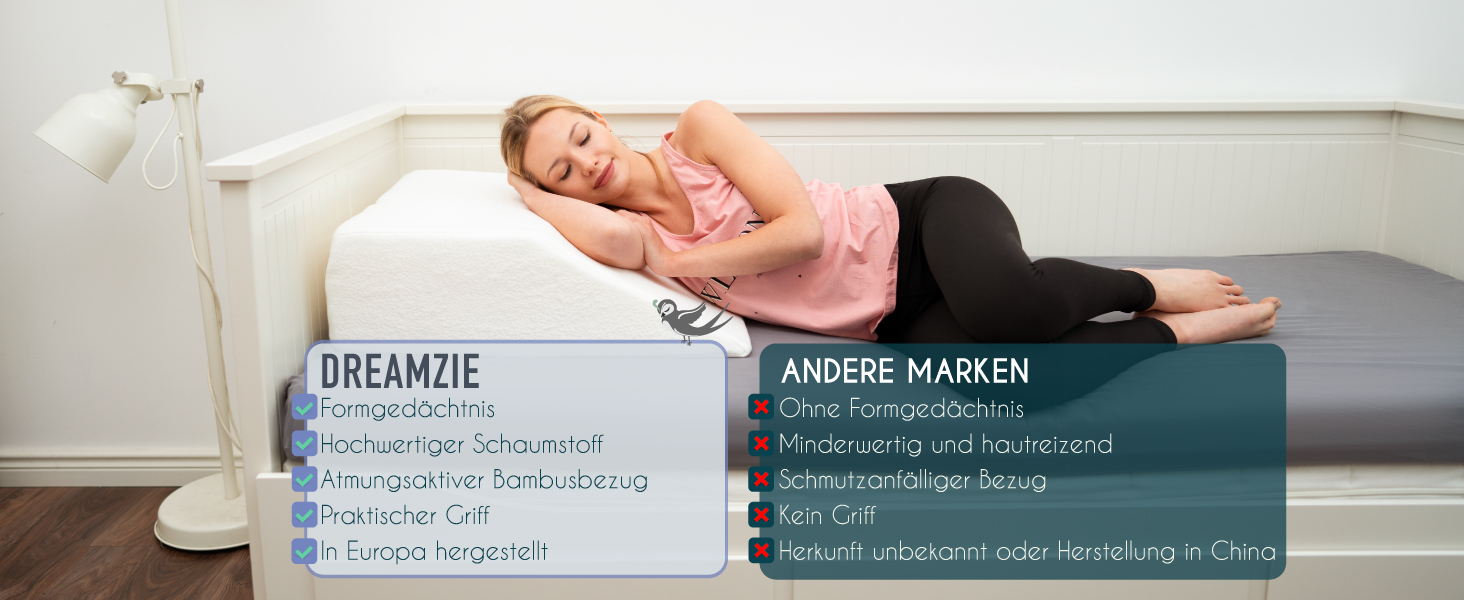 Подушка для ніг Dreamzie: ергономічна, з ефектом пам'яті, Made in EU, Oeko TEX, дихаюча, гіпоалергенна