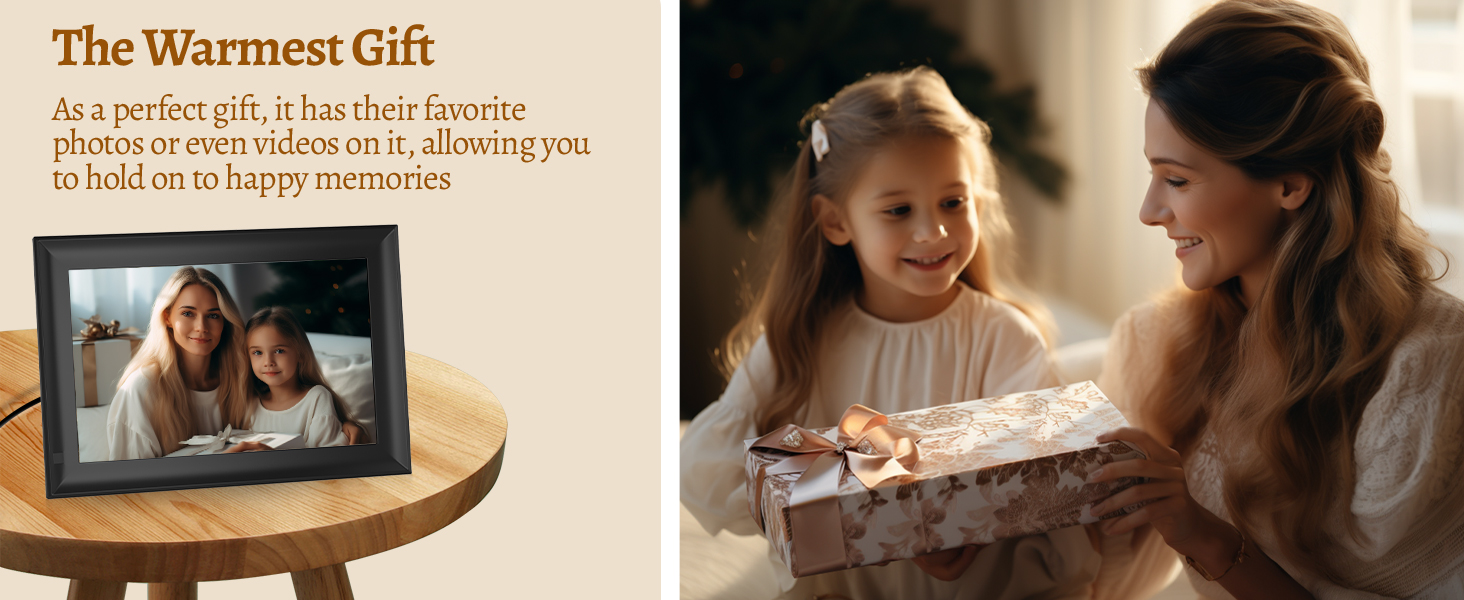 Цифровий фоторамка OBVHNUA 10.1' з 128 ГБ пам'яті, без Wi-Fi, IPS-дисплей 1280*800, відтворення фото, музики, відео, календар, USB/SD, настінний монтаж