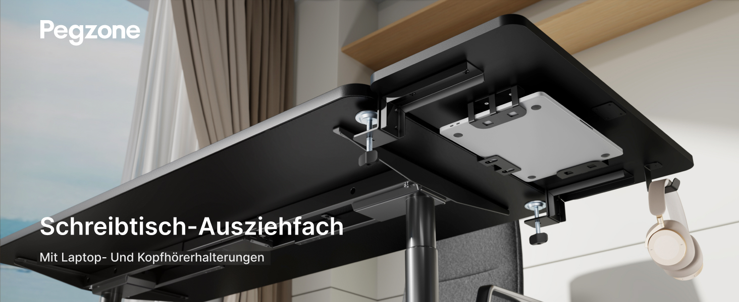 Підставка для ноутбука на стіл ергономічна, 700x300 мм, з підставкою для клавіатури та регульованою підлокітником, чорна | Розширювач столу для дому та офісу