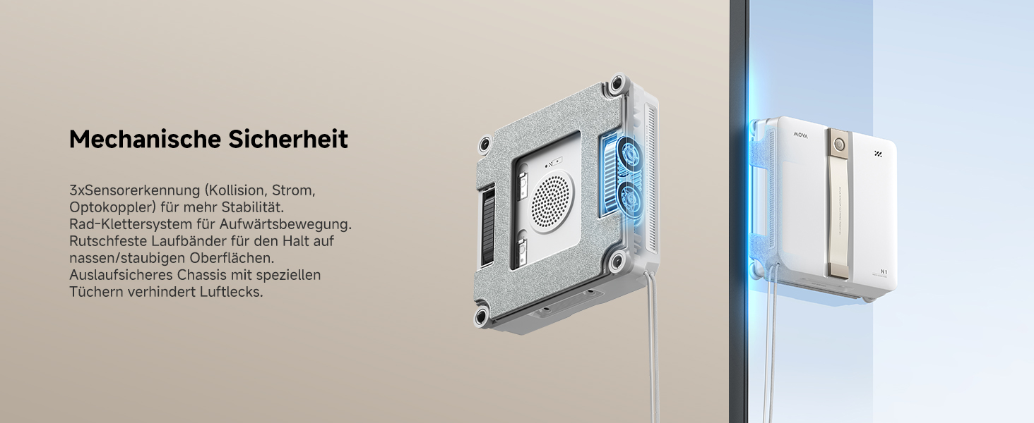 Робот для миття вікон MOVA N1, компактний, система подвійного розпилення, 8000 Па, безпечний, інтелектуальна навігація, повне покриття, все в одному