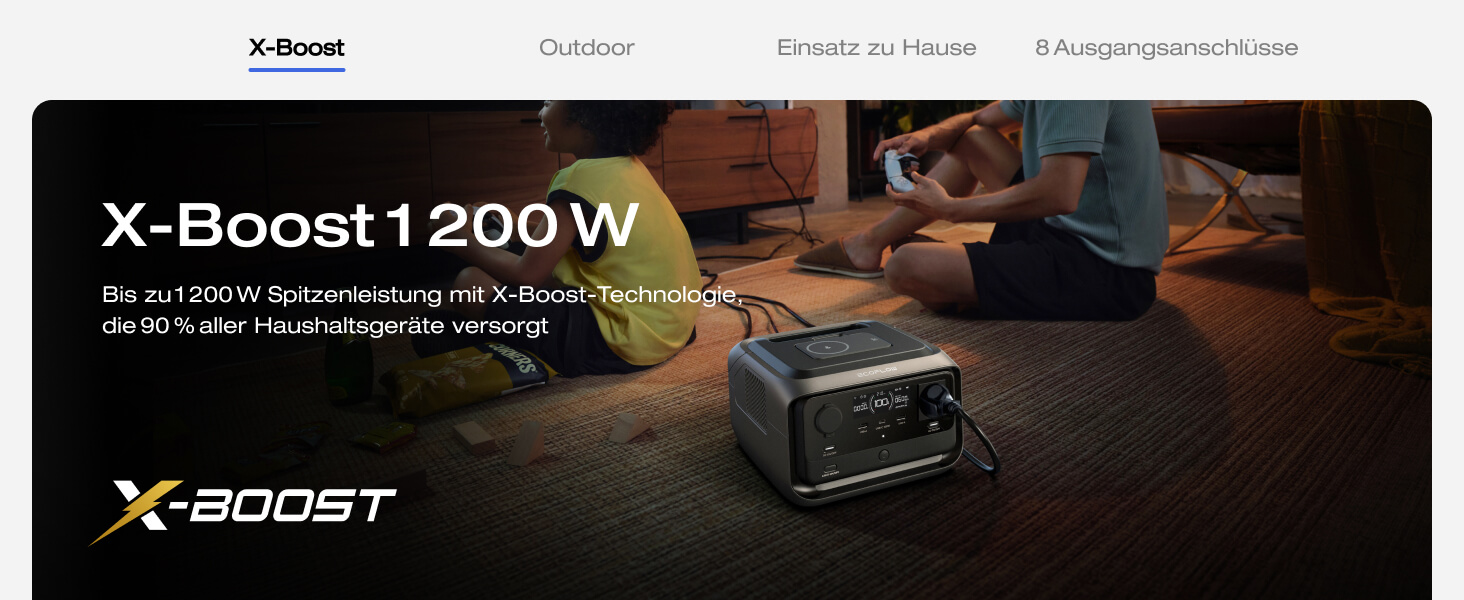 Портативна електростанція EcoFlow RIVER 3 Plus, ємність 286 Wh, номінальна потужність 600 W, пікова потужність 1200 W