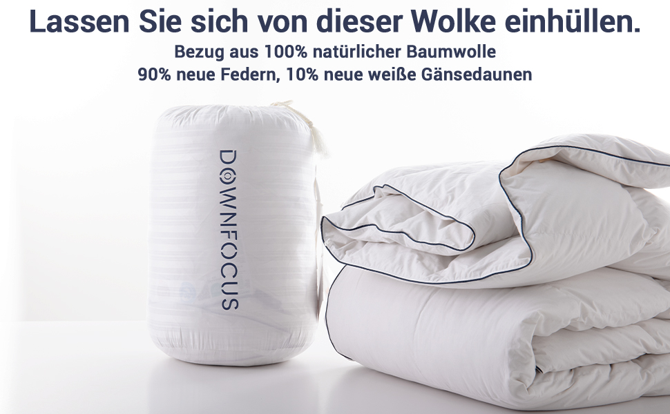 Ковдра постільна 135x200 см, 100% бавовна, з наповнювачем з пуху та пера, Oeko-Tex, RDS, для всієї родини