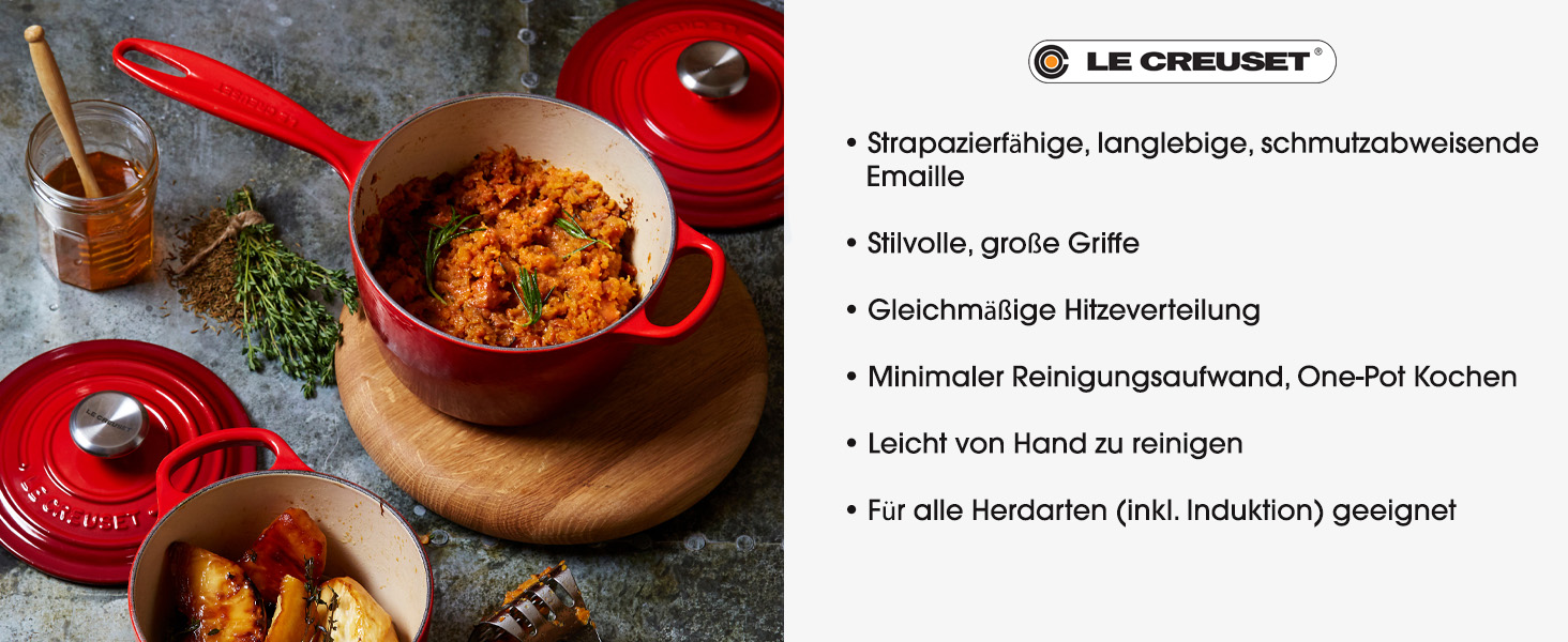 Le Creuset Marmitout: каструля-скороварка з чавуну, 22 см, 2.3 л, кольору Ofenrot