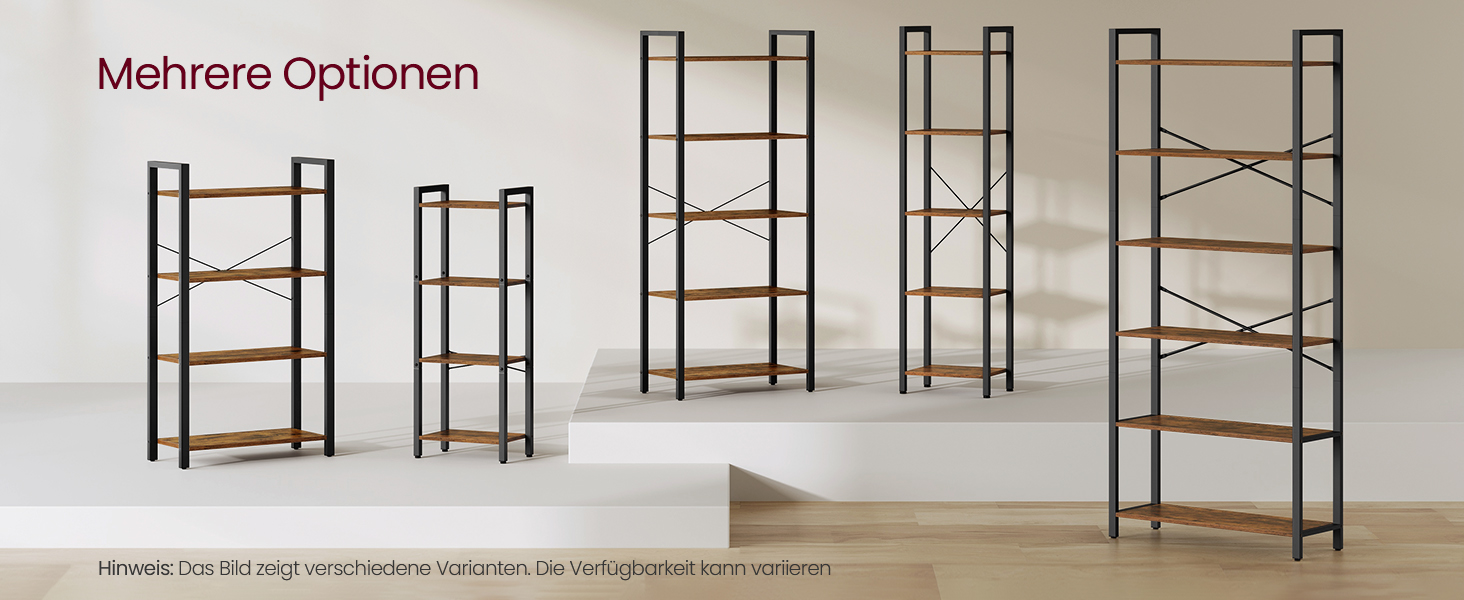 Стелаж VASAGLE Regal: 5 полиць, для офісу, вітальні, спальні, кухні, 30 x 80 x 153 см, вінтажний коричневий + чорний